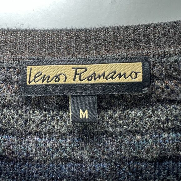 Lenor Romano 100% Merino Wool Crewneck Sweater Mens Size Medium Geometric Knit - Picture 6 of 10